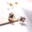 Square Faux Cat Eye Stone Stainless Steel Earring