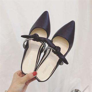 Lettering Pointy-toe Flat Mules
