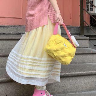 Mesh Overlay Midi Skirt Yellow - One Size