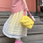 Mesh Overlay Midi Skirt Yellow - One Size