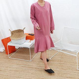 Ruffled-hem Nursing Dress