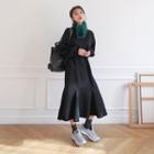 Round-neck Ruffle-hem Long Pullover Dress