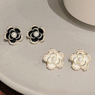 Pearl Rose Flower Earring