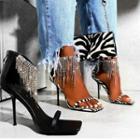 Rhinestone Fringed Ankle-strap High-heel Sandals