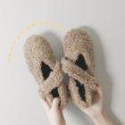 Furry Rhinestone Buckled Mary Jane Shoes