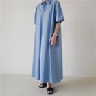 Short-sleeve A-line Maxi Shirtdress