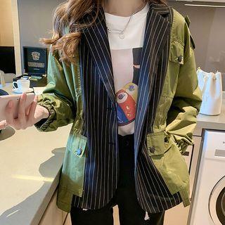 Striped Panel Button Jacket