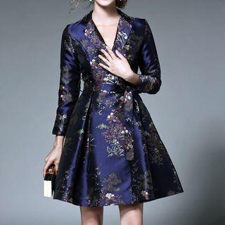 Jacquard V-neck A-line Dress