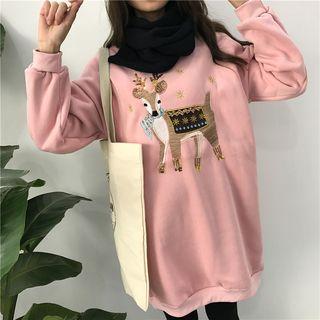 Deer Embroidered Pullover Dress