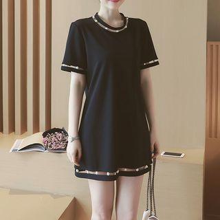 Faux Pearl Short Sleeve Dress