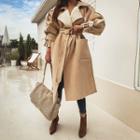 Two-way Belted Faux-shearling Long Coat