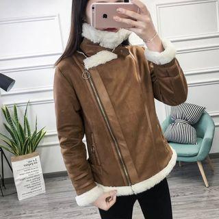 Fleece-lined Zip Biker Jacket
