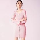 Bell Long-sleeve Knitted Pencil Dress