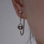 Heart Lock Chained Alloy Earring 1 Pair - Silver - One Size