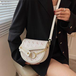 Asymmetrical Deer Print Flap Crossbody Bag