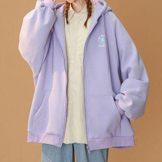 Planet Print Oversized Zip Hoodie