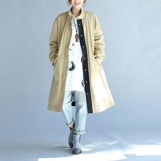 Embroidered Zip Trench Coat