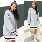 V-neck Striped Trim Sweatshirt Dress