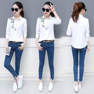 Long Sleeve Floral Embroidered Shirt
