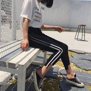 Mesh Panel Cropped Slim Fit Pants