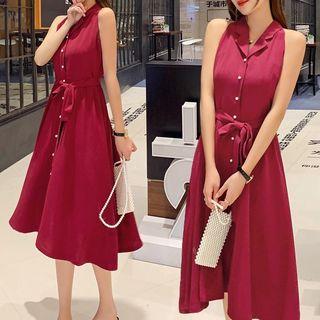 Sleeveless Buttoned Down A-line Dress