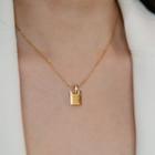Book Pendant Stainless Steel Necklace Lettering Necklace - Gold - One Size