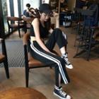 Slit Hem Striped Sweatpants