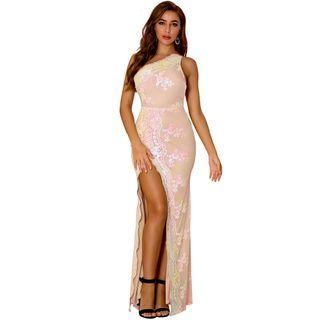 Sleeveless Open-back Maxi Prom Dress