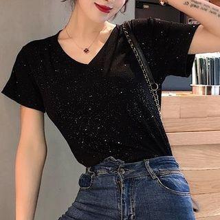 Short Sleeve Glittering Top