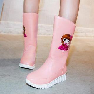 Printed Mid Calf Boots