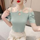 Short-sleeve Halter Off-shoulder Top