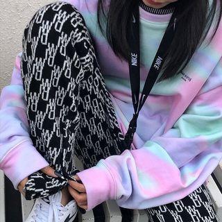 Lettering Slit Knit Straight Leg Pants / Cardigan