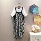 Print Panel Pinafore Jumpsuit