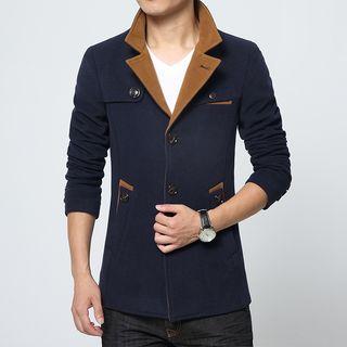 Contrast Woollen Lapel Jacket