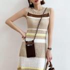 Sleeveless Striped Pointelle Knit Dress