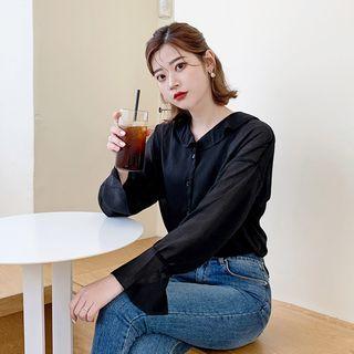 Frill-neck Bell-cuff Blouse