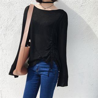 Long-sleeved Ruched Knit Top