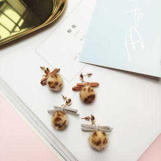 Leopard Pompom Earrings