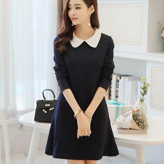 Peter Pan-collar Long-sleeved A-line Dress