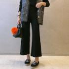 Wool Blend Wide-leg Knit Pants Black - One Size