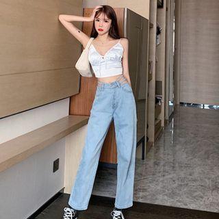 Cutout Washed Harem Jeans