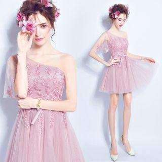 One-shoulder Tulle Mini Prom Dress