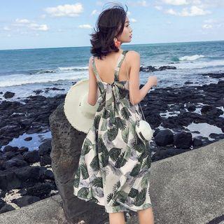 Print Tie-back Slim-fit Sleeveless Dress