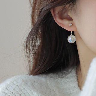 Faux Pearl Sterling Silver Ear Stud 1 Pair - S925 Silver - White - One Size