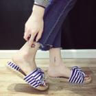 Striped Bow Slide Sandals