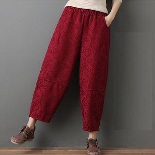 Floral Fleece-lined Harem Pants