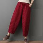 Floral Fleece-lined Harem Pants