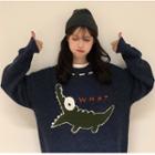 Couple Matching Crocodile Embroidered Sweater