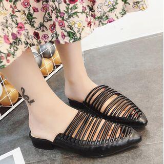 Faux Leather Strappy Mules