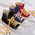 Canvas Stitched High-top Platform Sneakers